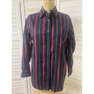 90s Y2K Lauren Ralph Lauren 100% Cotton Button Down Striped Shirt Women’s Size 8